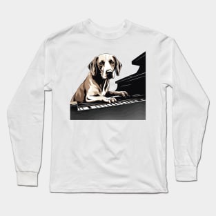 Dog playing piano Long Sleeve T-Shirt